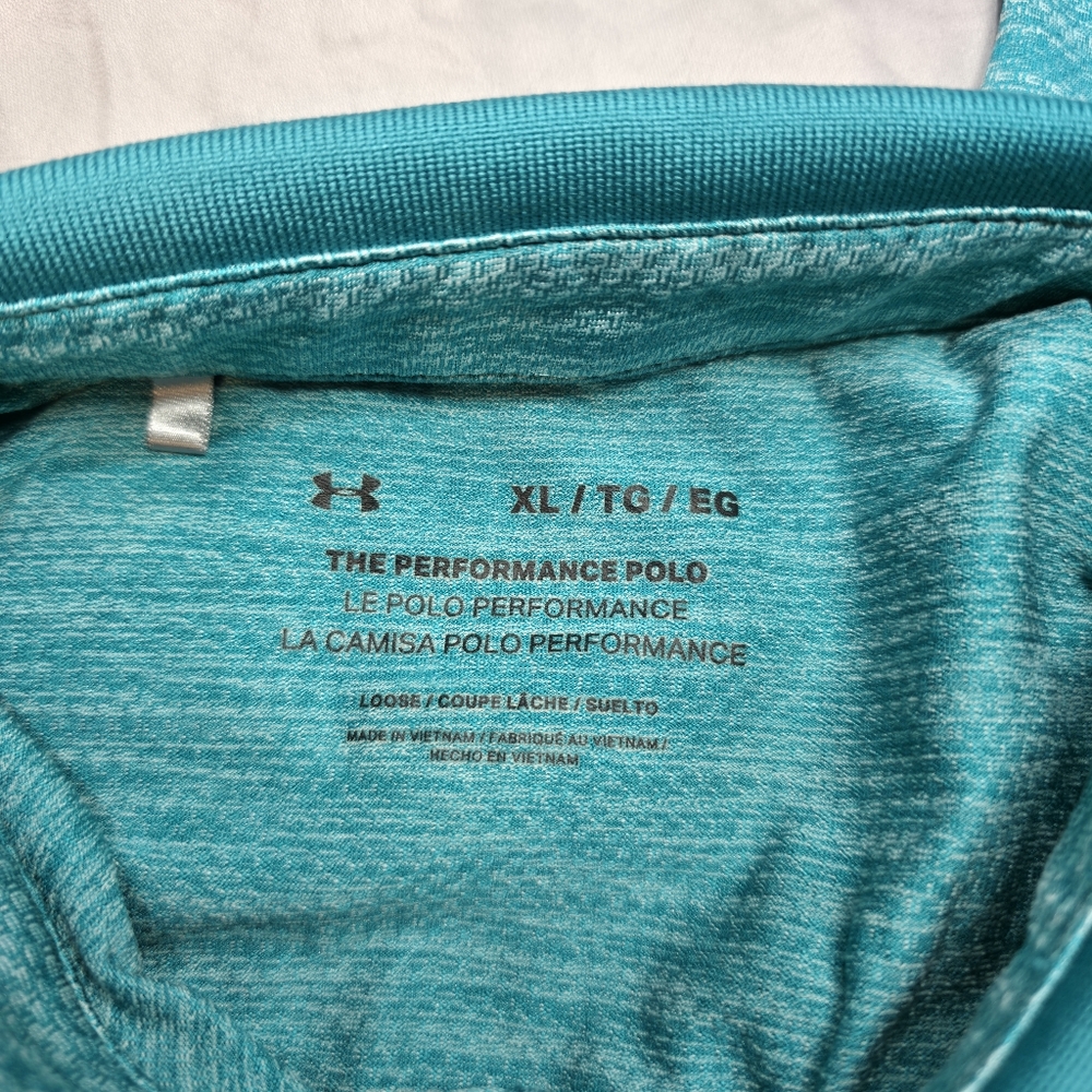 Mens Under Armour Performance Polo Aqua/Teal XL - Picture 4 of 4